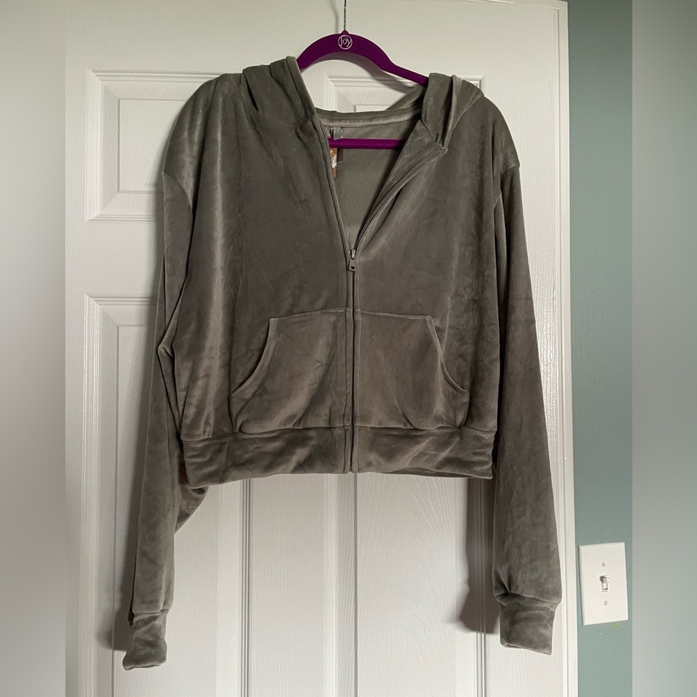 NWT Skims Grey Track suit Velour jacket/Hoodie - Size: XXL